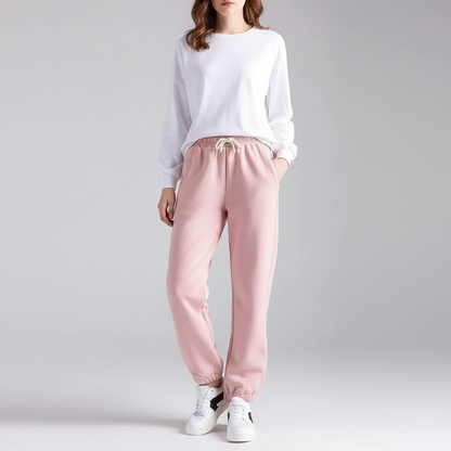 מכנסי טרנינג ורודים עם בטנה פרוותית