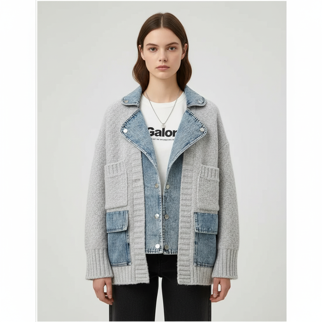 ז'קט ג'ינס עם פרווה סינטטית