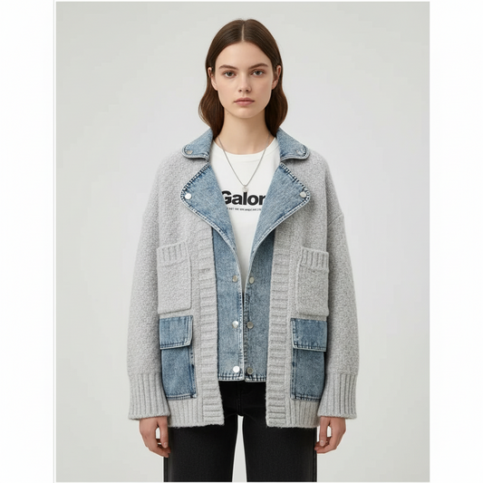 ז'קט ג'ינס עם פרווה סינטטית