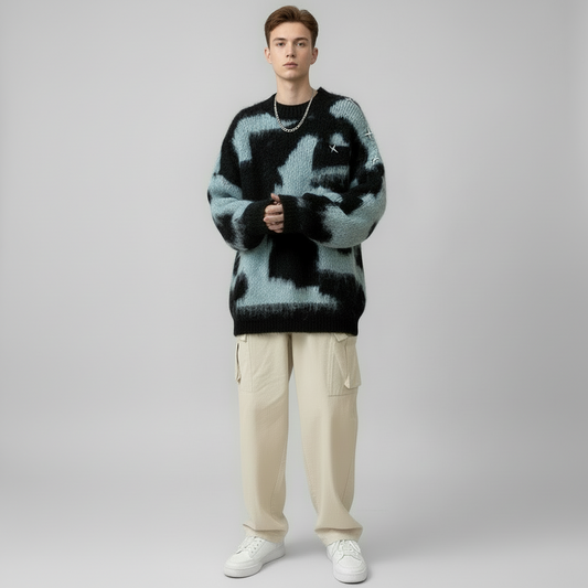 סוודר פרוותי בהדפס פרה