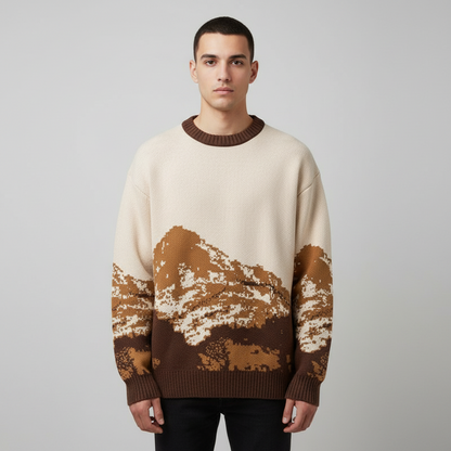 סוודר עם הדפס הרים