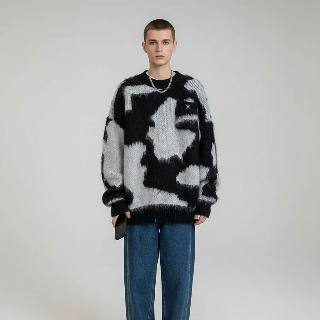 סוודר פרוותי בהדפס פרה