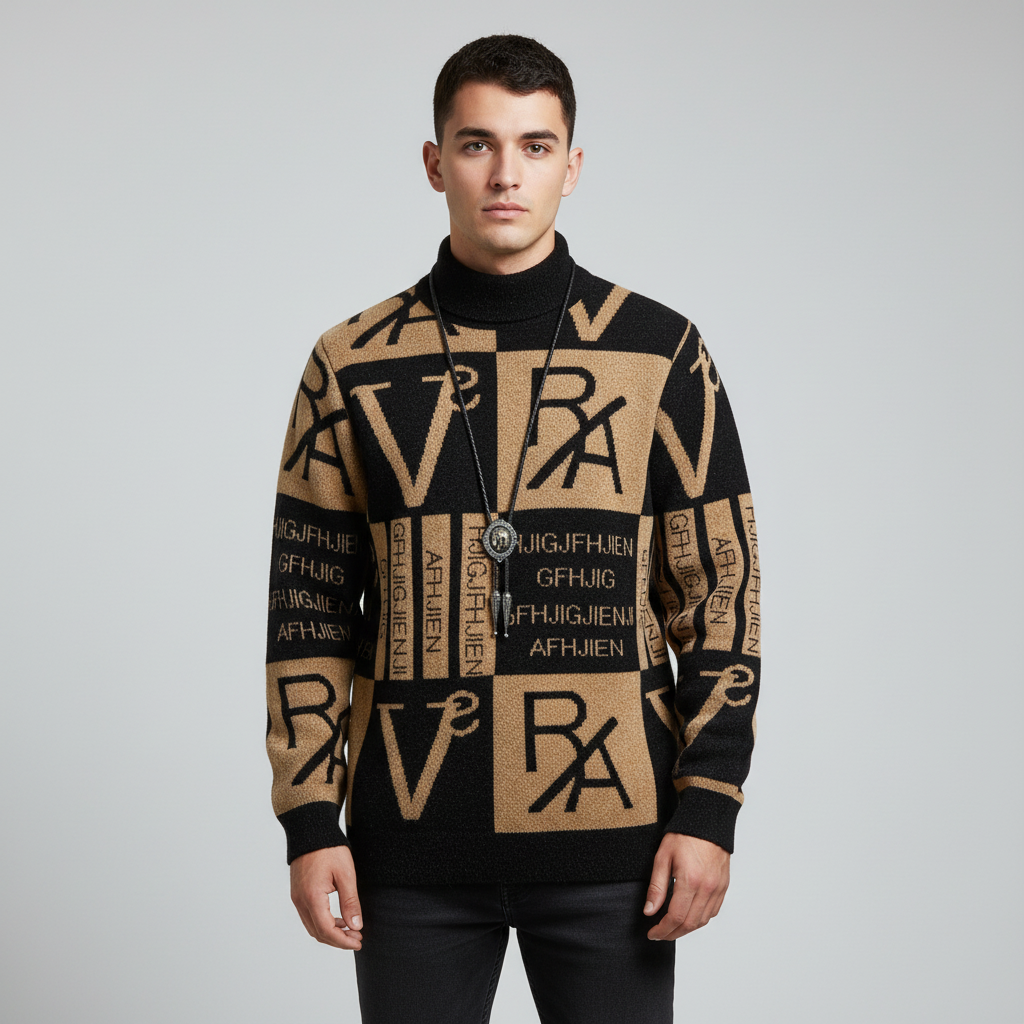 סוודר אורבני עם הדפס טיפוגרפי