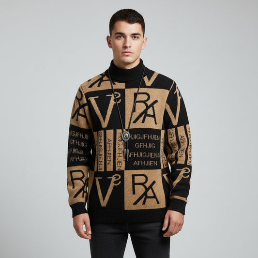 סוודר אורבני עם הדפס טיפוגרפי