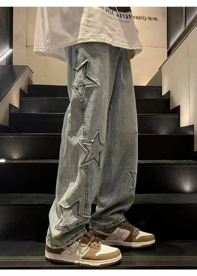 דוגמת כוכבים baggy ג'ינס