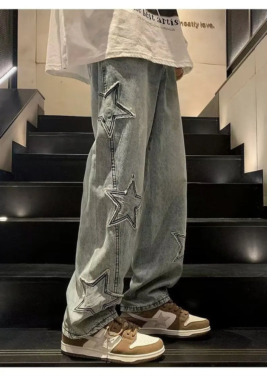 דוגמת כוכבים baggy ג'ינס