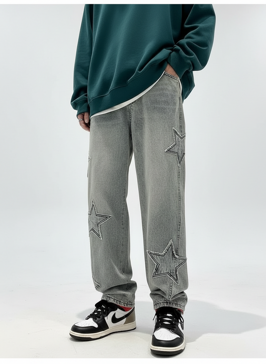 דוגמת כוכבים baggy ג'ינס