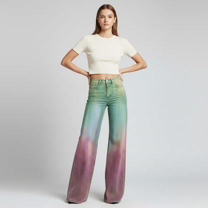 wide leg ג'ינס צבעוני