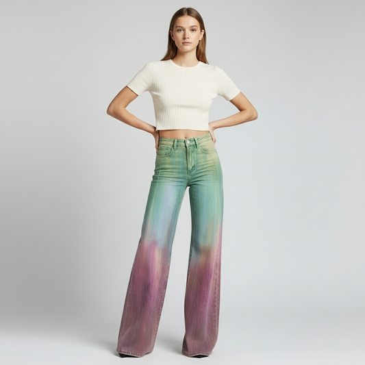 wide leg ג'ינס צבעוני