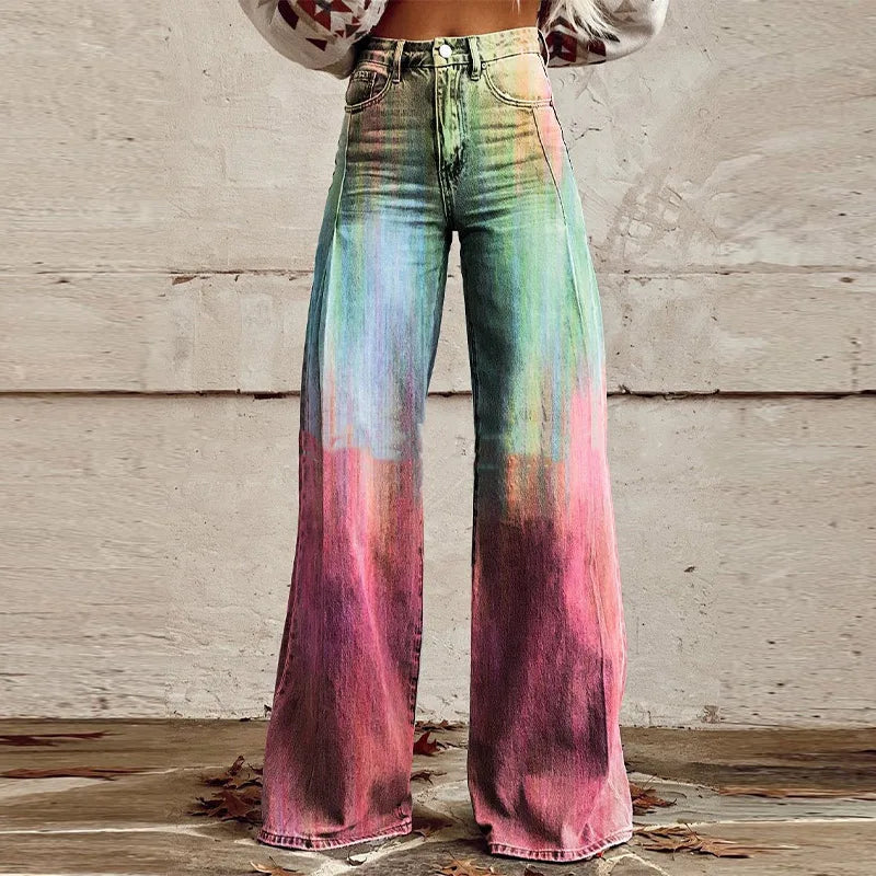 wide leg ג'ינס צבעוני