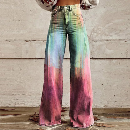wide leg ג'ינס צבעוני