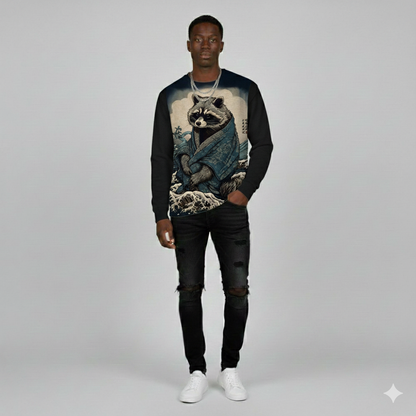 חולצה בסגנון יפני עם הדפסי חיות