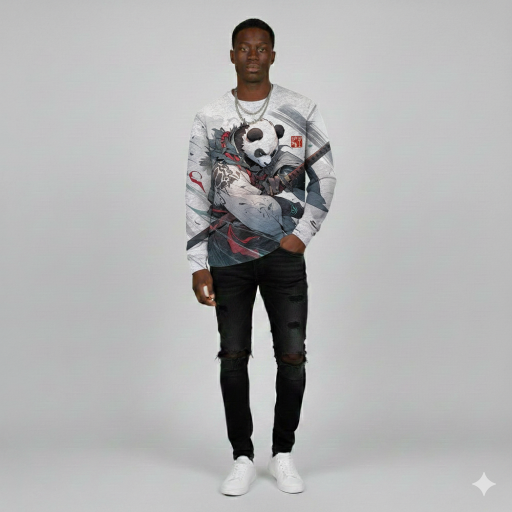 חולצה בסגנון יפני עם הדפסי חיות