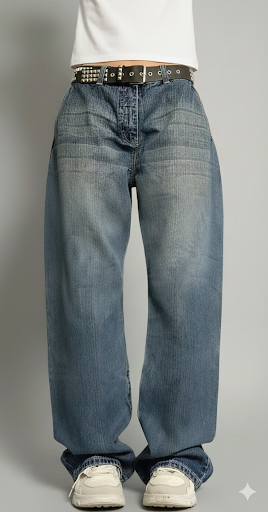 flower baggy ג'ינס