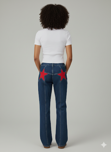 הדפס כוכבים baggy ג'ינס