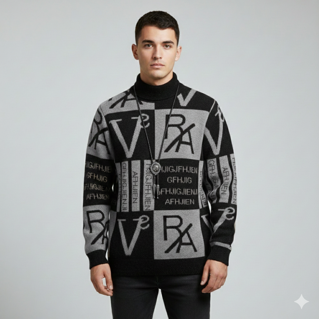 סוודר אורבני עם הדפס טיפוגרפי