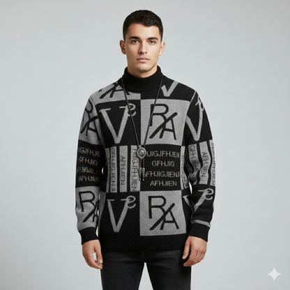 סוודר אורבני עם הדפס טיפוגרפי