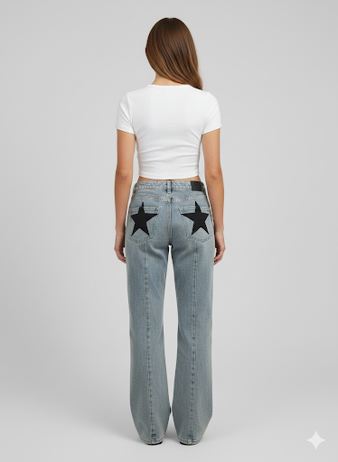 הדפס כוכבים baggy ג'ינס