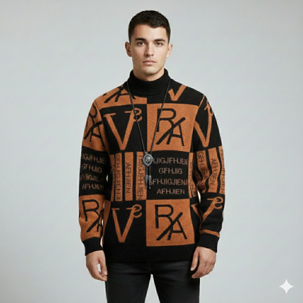 סוודר אורבני עם הדפס טיפוגרפי