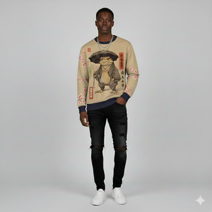 חולצה בסגנון יפני עם הדפסי חיות